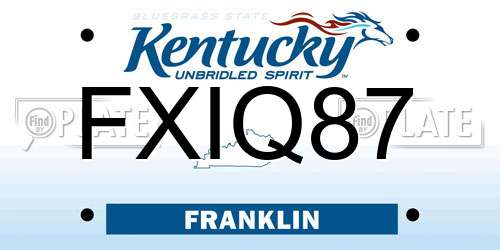 FXIQ87 Kentucky License Plate