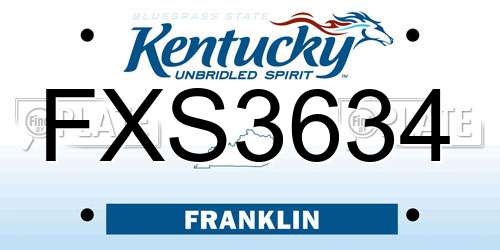 FXS3634 Kentucky License Plate
