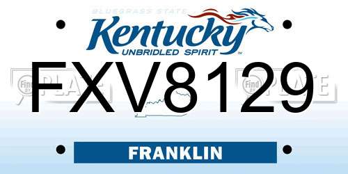 FXV8129 Kentucky License Plate
