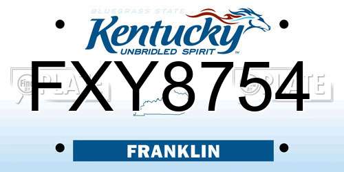FXY8754 Kentucky License Plate