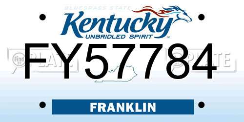 FY57784 Kentucky License Plate