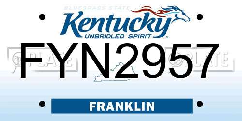 FYN2957 Kentucky License Plate