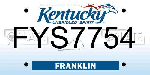 FYS7754 Kentucky License Plate