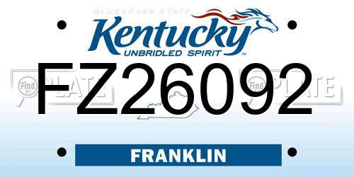 FZ26092 Kentucky License Plate