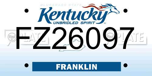 FZ26097 Kentucky License Plate