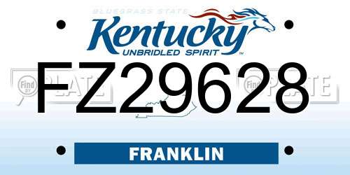 FZ29628 Kentucky License Plate