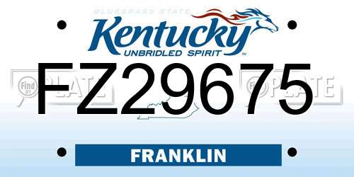 FZ29675 Kentucky License Plate