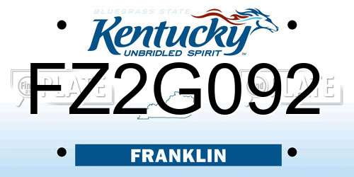 FZ2G092 Kentucky License Plate