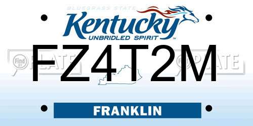 FZ4T2M Kentucky License Plate