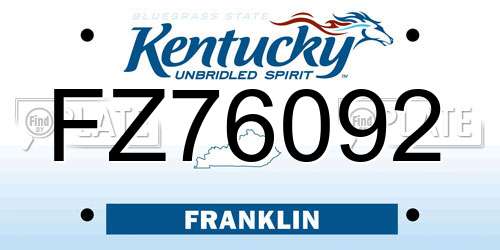 FZ76092 Kentucky License Plate