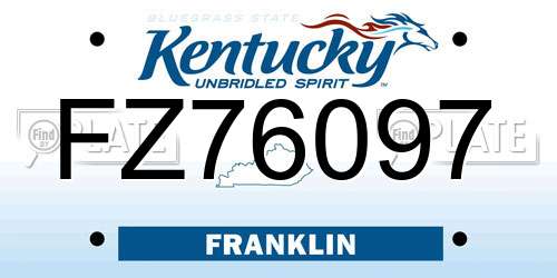 FZ76097 Kentucky License Plate