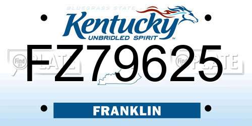 FZ79625 Kentucky License Plate