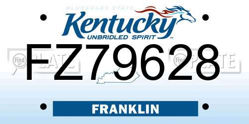 FZ79628 Kentucky License Plate