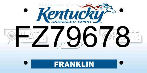 FZ79678 Kentucky License Plate