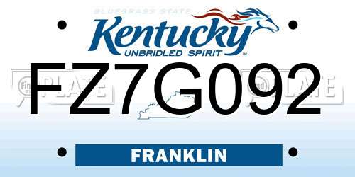FZ7G092 Kentucky License Plate