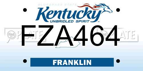 FZA464 Kentucky License Plate