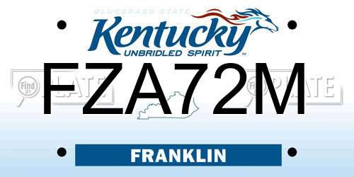 FZA72M Kentucky License Plate