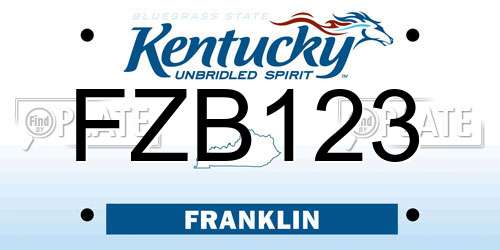 FZB123 Kentucky License Plate