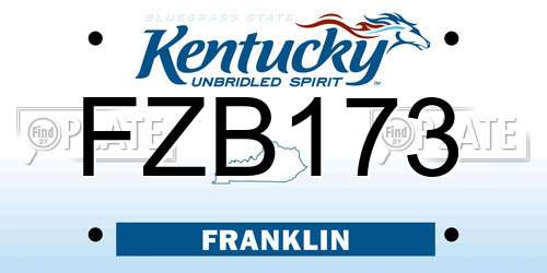 FZB173 Kentucky License Plate