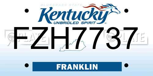 FZH7737 Kentucky License Plate