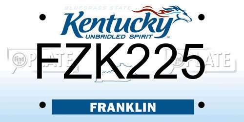 FZK225 Kentucky License Plate
