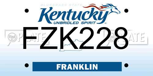 FZK228 Kentucky License Plate