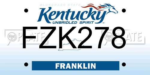 FZK278 Kentucky License Plate