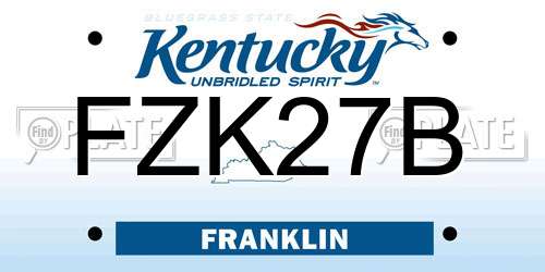 FZK27B Kentucky License Plate
