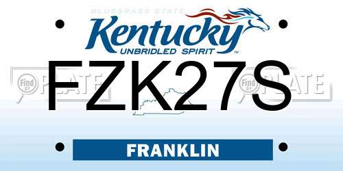 FZK27S Kentucky License Plate