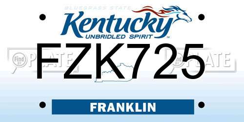 FZK725 Kentucky License Plate