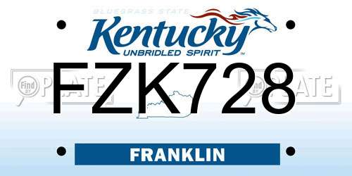 FZK728 Kentucky License Plate