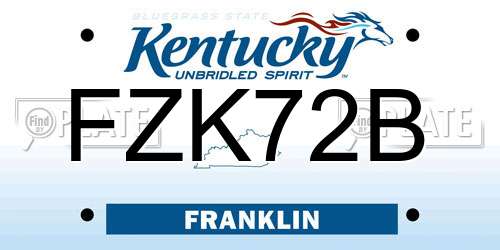 FZK72B Kentucky License Plate