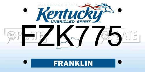 FZK775 Kentucky License Plate