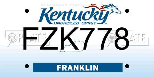 FZK778 Kentucky License Plate