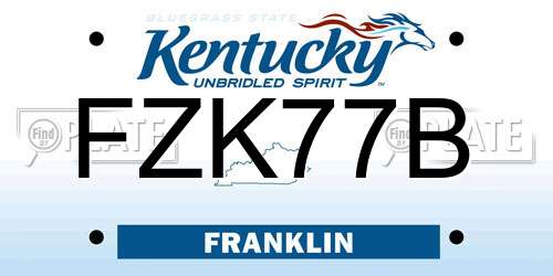 FZK77B Kentucky License Plate