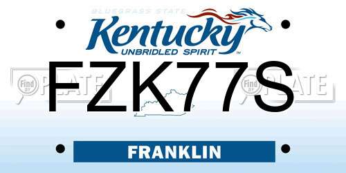 FZK77S Kentucky License Plate