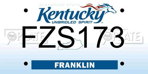 FZS173 Kentucky License Plate