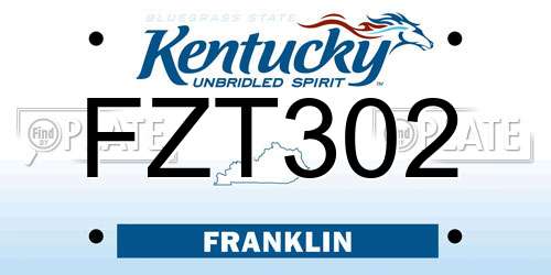 FZT302 Kentucky License Plate