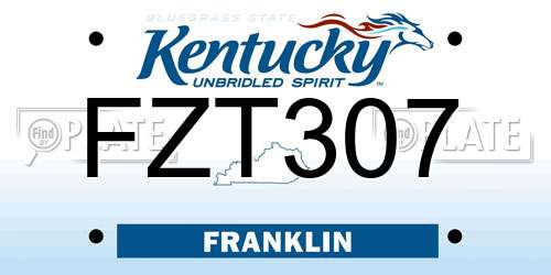 FZT307 Kentucky License Plate