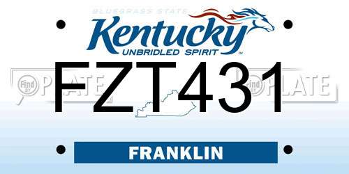 FZT431 Kentucky License Plate