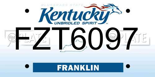 FZT6097 Kentucky License Plate