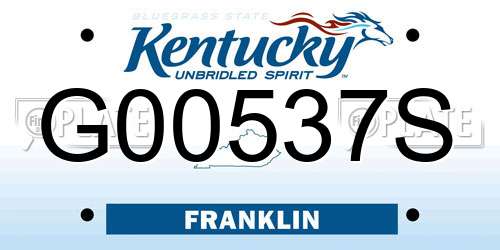 G00537S Kentucky License Plate