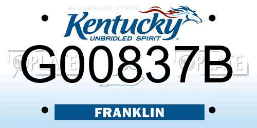 G00837B Kentucky License Plate