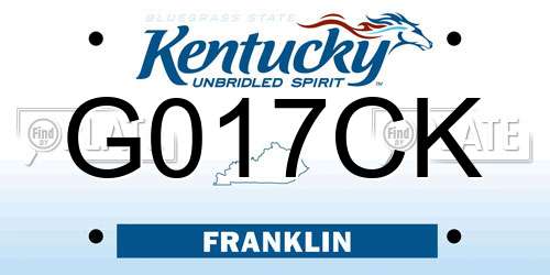 G017CK Kentucky License Plate