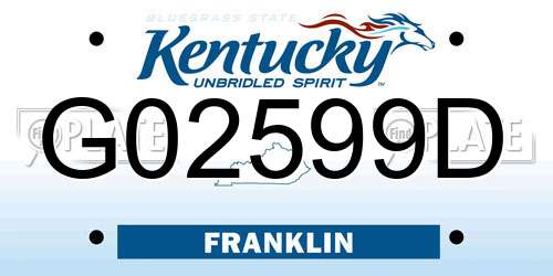 G02599D Kentucky License Plate