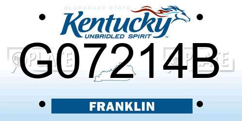 G07214B Kentucky License Plate