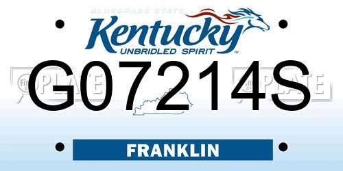 G07214S Kentucky License Plate