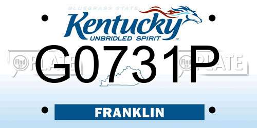 G0731P Kentucky License Plate