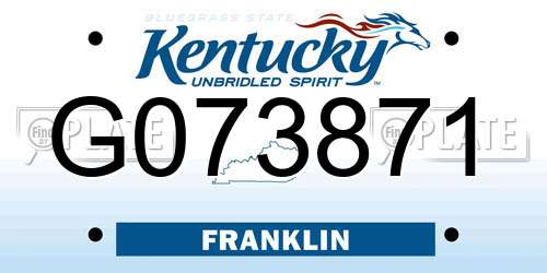 G073871 Kentucky License Plate