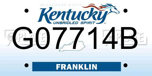 G07714B Kentucky License Plate